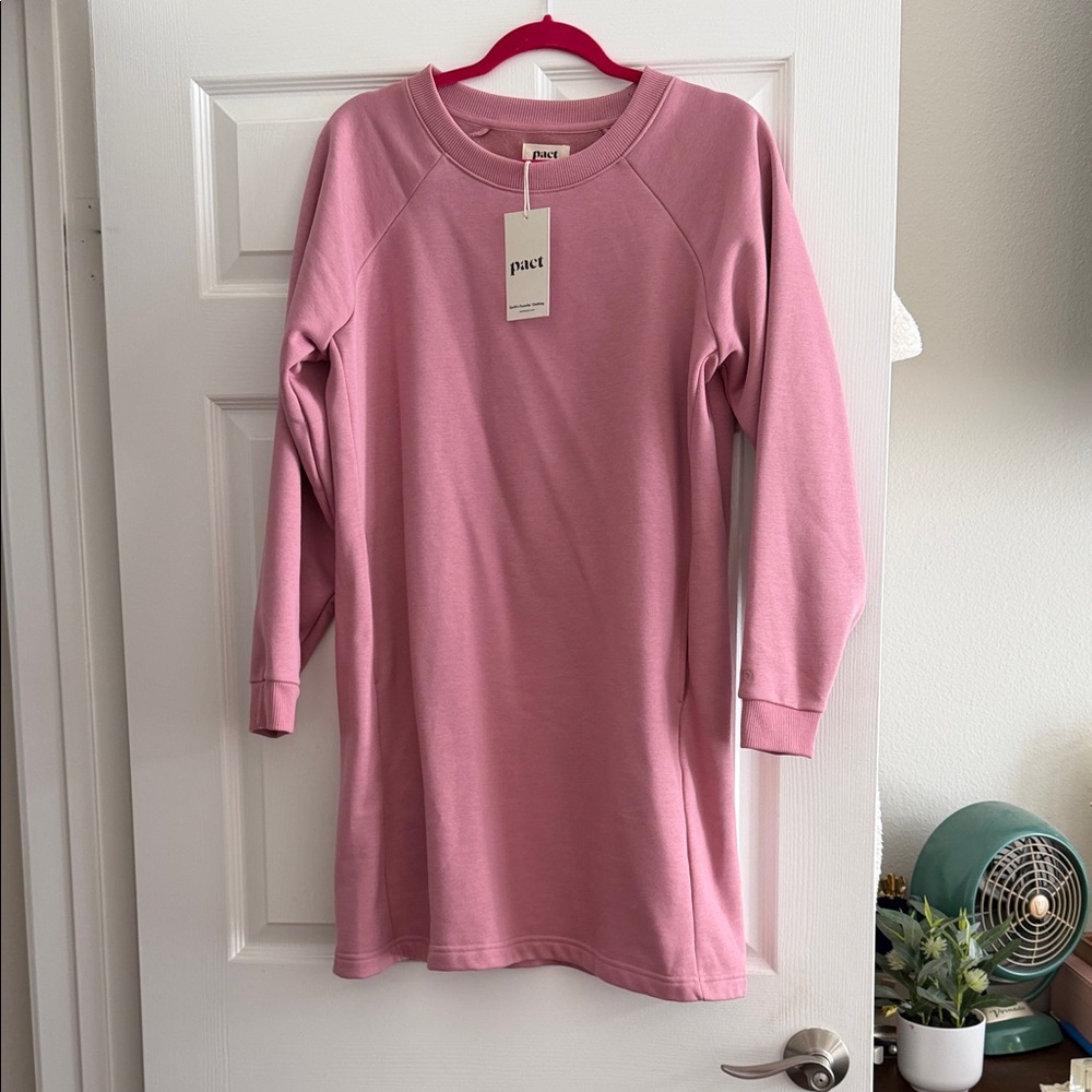 Pact pink sweatshirt dress in pink NWT